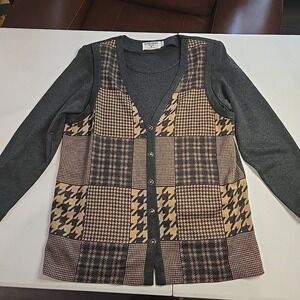 Alfred Dunner Women's Petite Medium M Cardigan Sweater Multicolor Vest